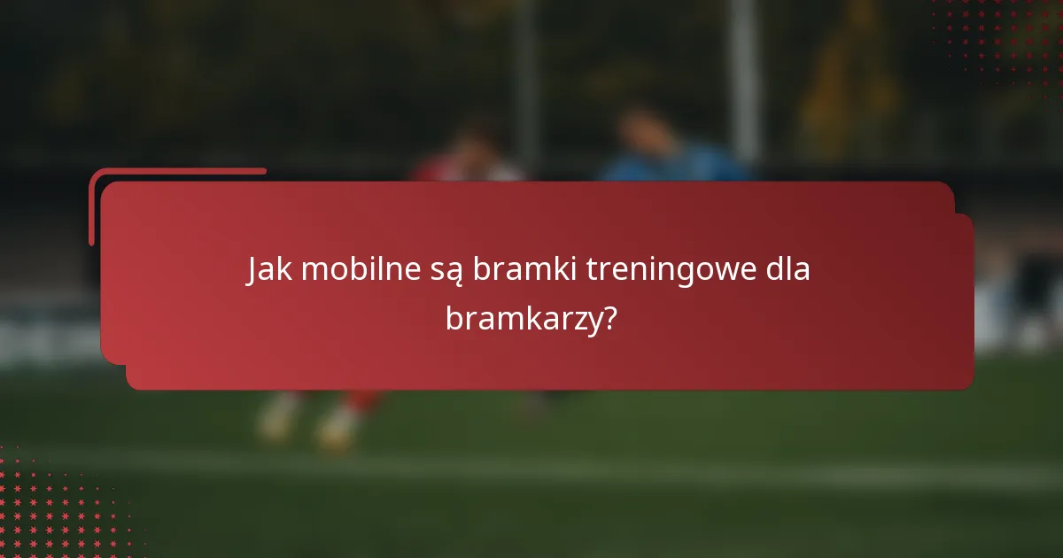 Jak mobilne są bramki treningowe dla bramkarzy?