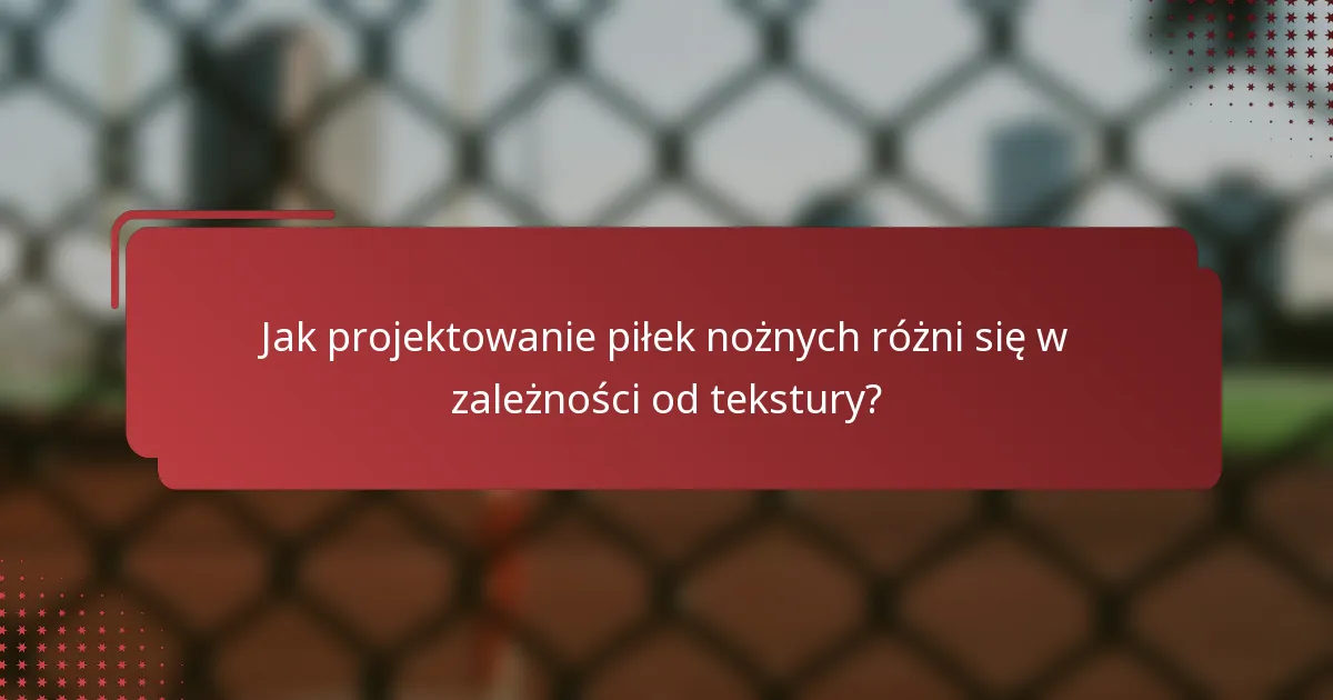 Jak projektowanie piłek nożnych różni się w zależności od tekstury?