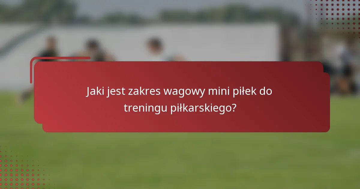 Jaki jest zakres wagowy mini piłek do treningu piłkarskiego?