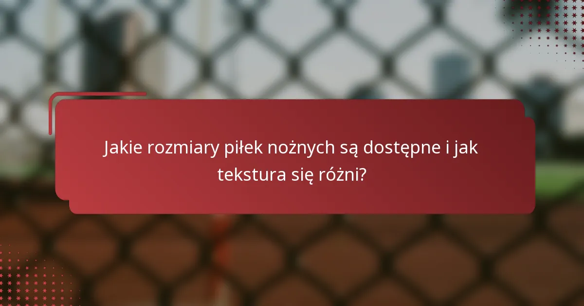 Jakie rozmiary piłek nożnych są dostępne i jak tekstura się różni?