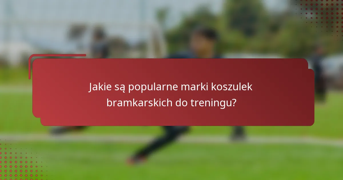 Jakie są popularne marki koszulek bramkarskich do treningu?