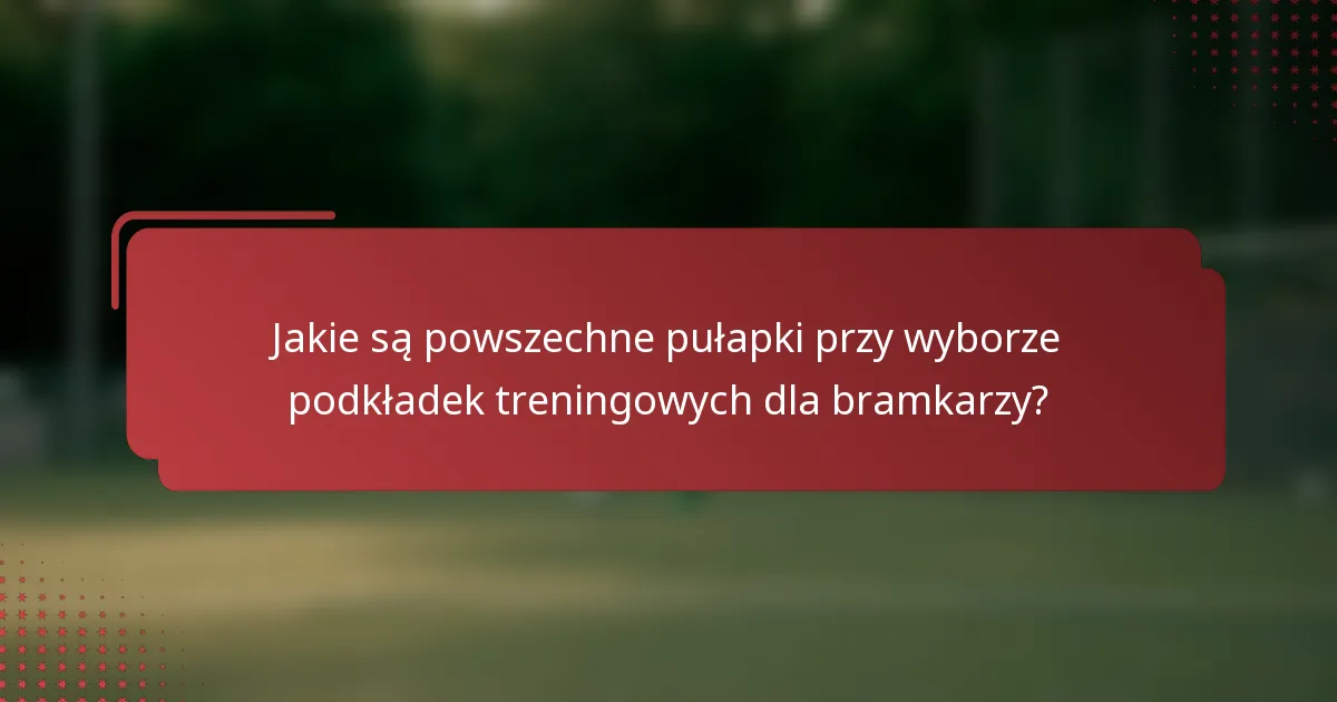 Jakie są powszechne pułapki przy wyborze podkładek treningowych dla bramkarzy?