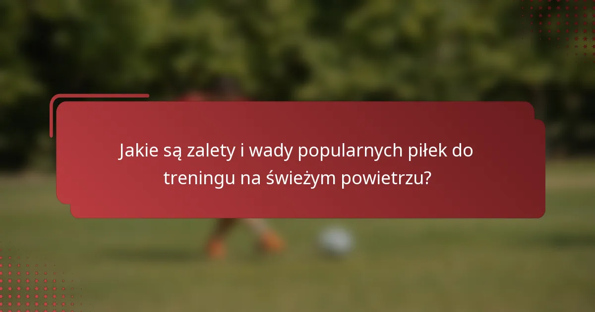 Jakie są zalety i wady popularnych piłek do treningu na świeżym powietrzu?