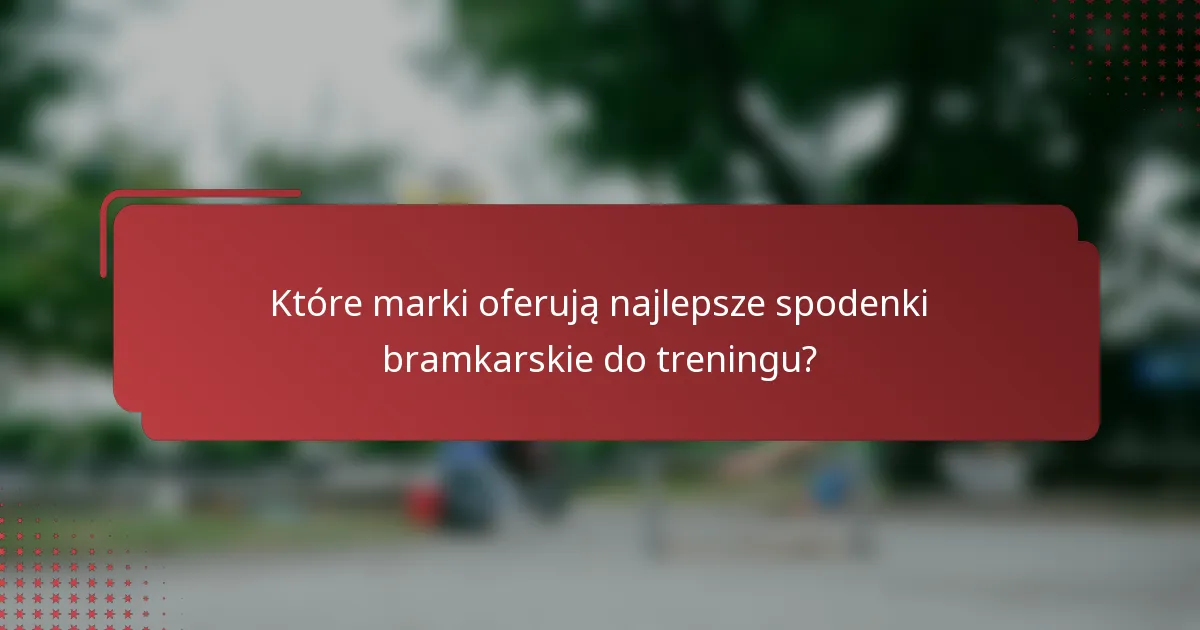 Które marki oferują najlepsze spodenki bramkarskie do treningu?