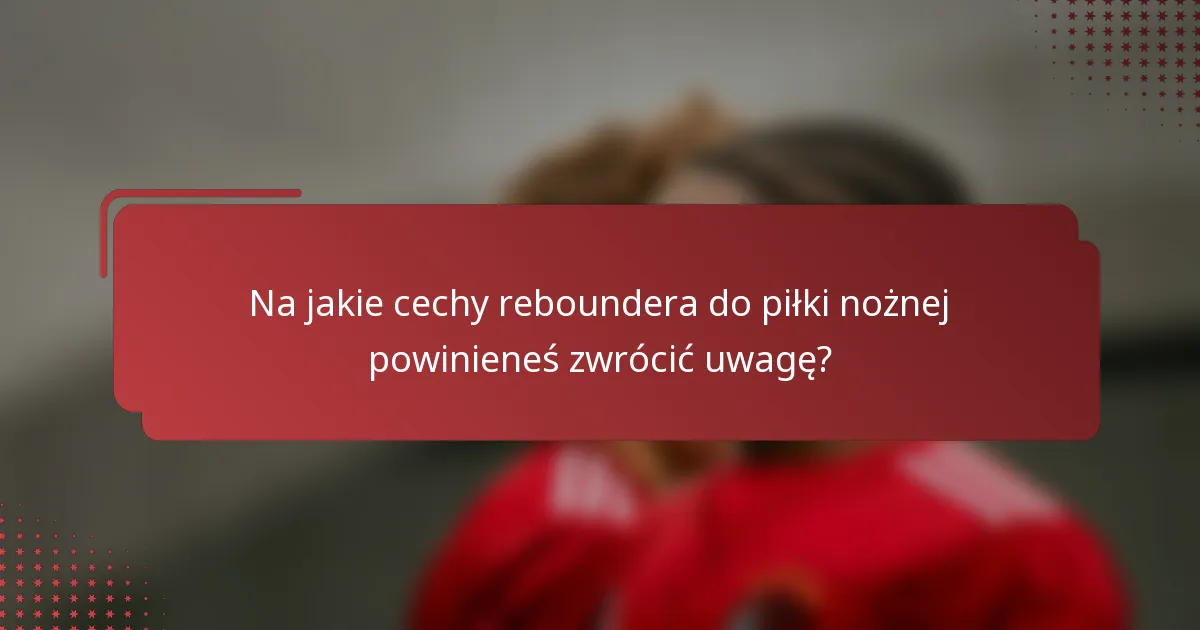 Na jakie cechy reboundera do piłki nożnej powinieneś zwrócić uwagę?